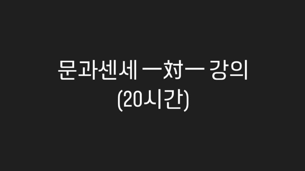 일대일 관리형 수업(20시간)